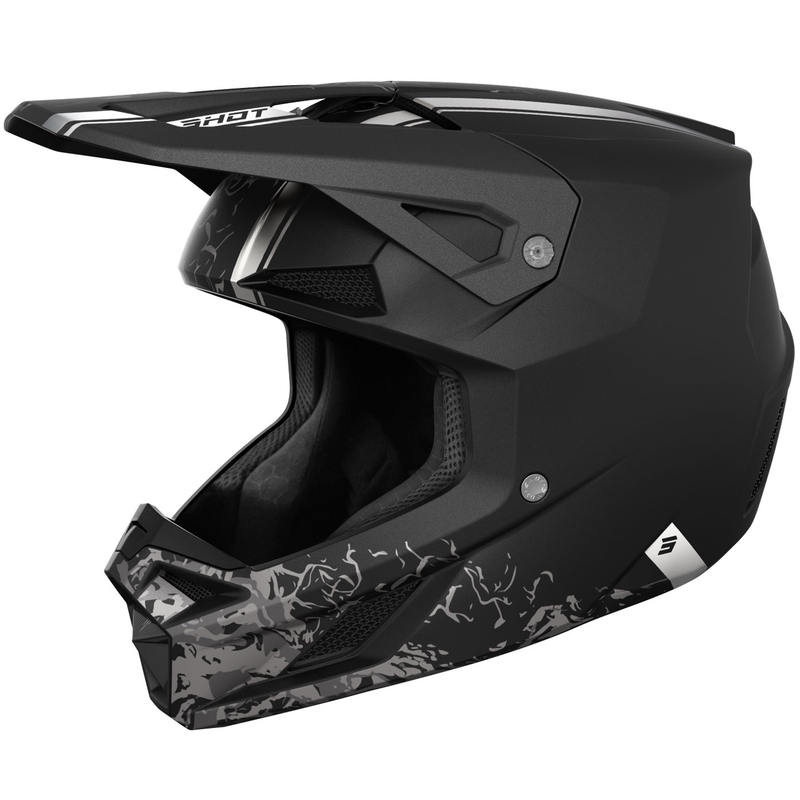 Motocrosshelm Shot Speed Battle mat zwart