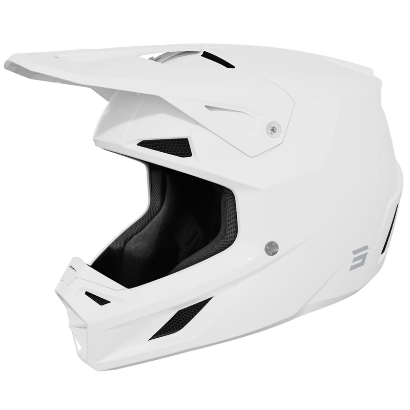Motocrosshelm Shot Speed Solid glanzend wit
