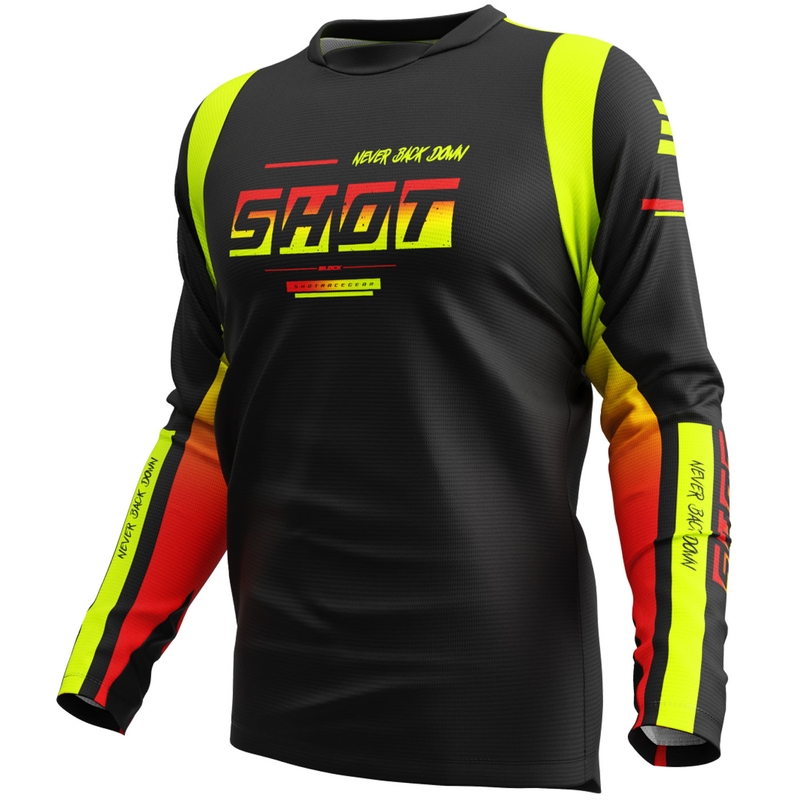 Motocross shirt Shot Devo Block fluo geel