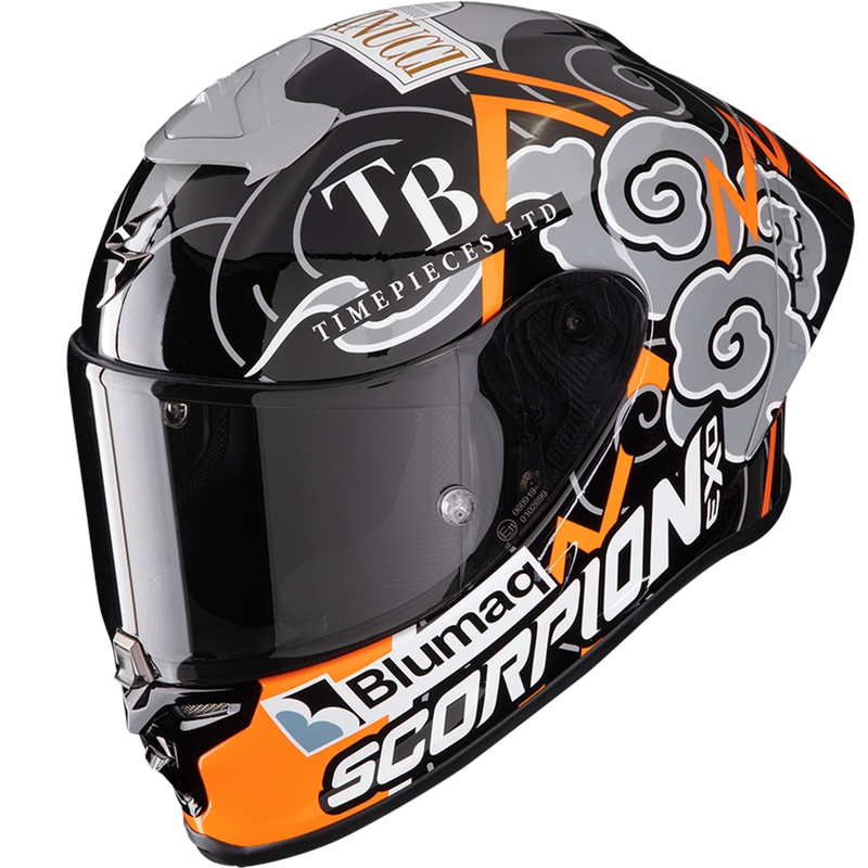 Scorpion EXO-R1 EVO Air FIM RACING #1 Replica Aron 2024 integraal motorhelm zwart-oranje-grijs