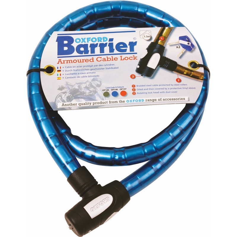 Kabelový zámek Oxford Barrier modrý