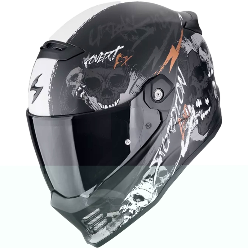 Integraalhelm Scorpion COVERT FX SKULLZ mat zwart-grijs-goud