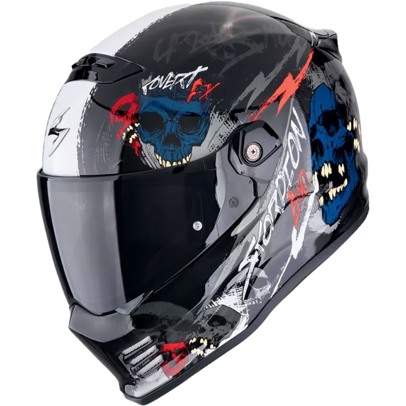 Integraalhelm Scorpion COVERT FX SKULLZ zwart-grijs-rood