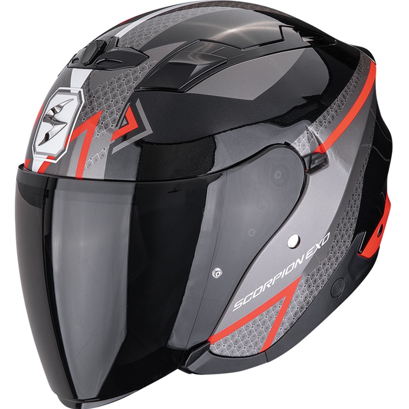 Scorpion EXO-230 Loop open motorhelm metallic zwart-rood