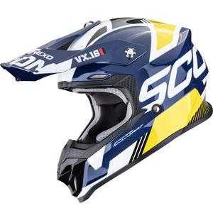 Scorpion VX-16 EVO Air Analog crosshelm wit-blauw-geel