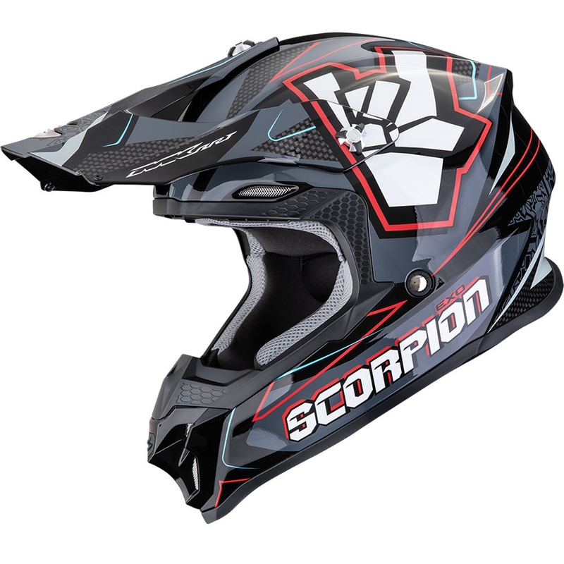 Scorpion VX-16 EVO Air ROK crosshelm zwart-grijs-rood