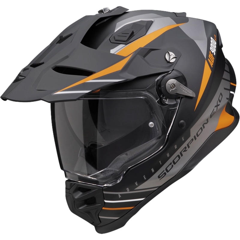 Endurohelm Scorpion ADF-9000 Air Feat mat zwart-zilver-oranje