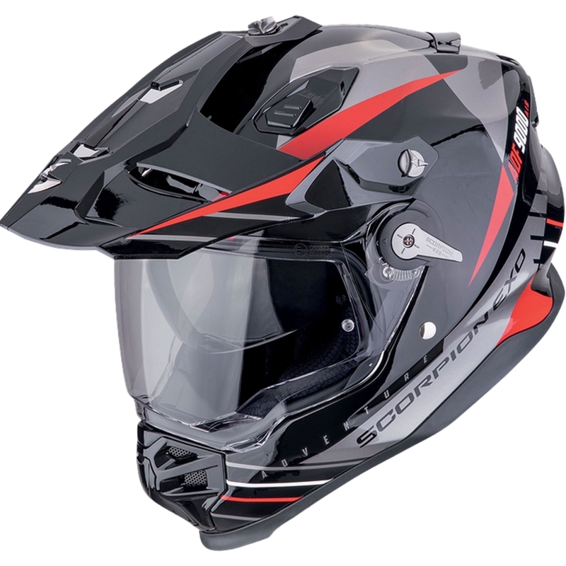 Endurohelm Scorpion ADF-9000 Air Feat zwart-zilver-rood