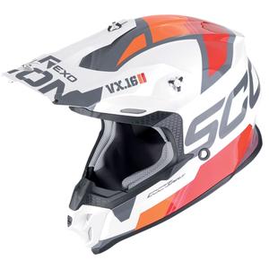 Motorcrosshelm Scorpion VX-16 EVO AIR ANALOG wit-oranje