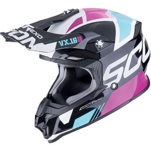 Motorcrosshelm Scorpion VX-16 EVO AIR ANALOG metallic zwart-blauw-roze