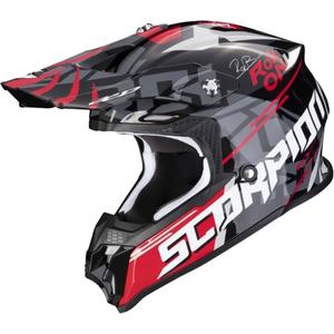 Motorcrosshelm Scorpion VX-16 EVO AIR ROK BAGOROS zwart-grijs-wit-rood