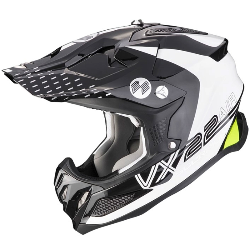 Motorcrosshelm Scorpion VX-22 Air Ares zwart-wit-geel