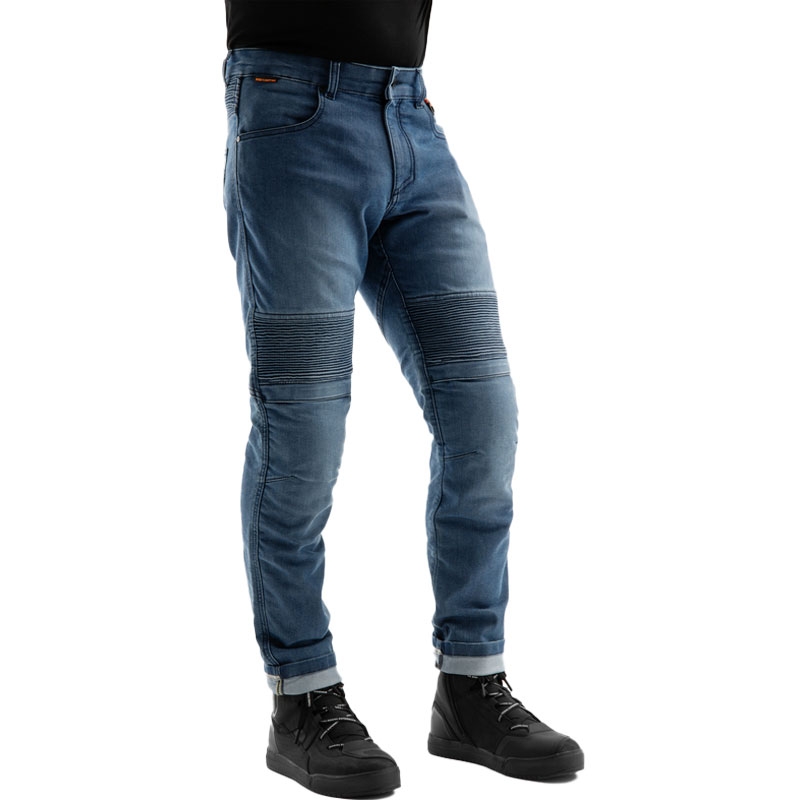 Rebelhorn Revolt Monolayer Washed Blue Extended Motorcycle Jeans