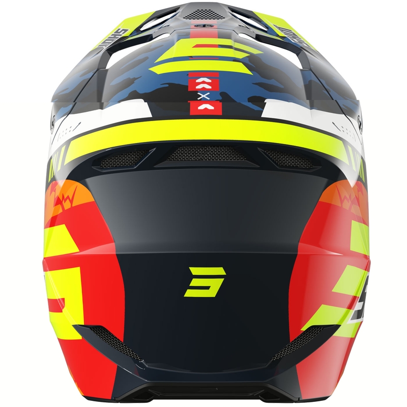 Motocrosshelm Shot Furious Flash glanzend blauw-fluo geel