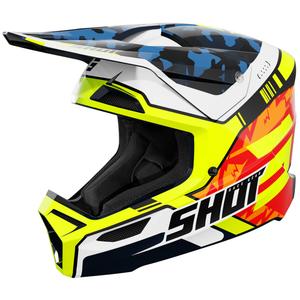 Shot Furious Flash Kids Motocross Helm Glanzend Blauw-Fluo Geel