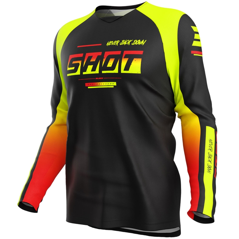 Shot Draw Block Kids Motocross Jersey Fluo Geel