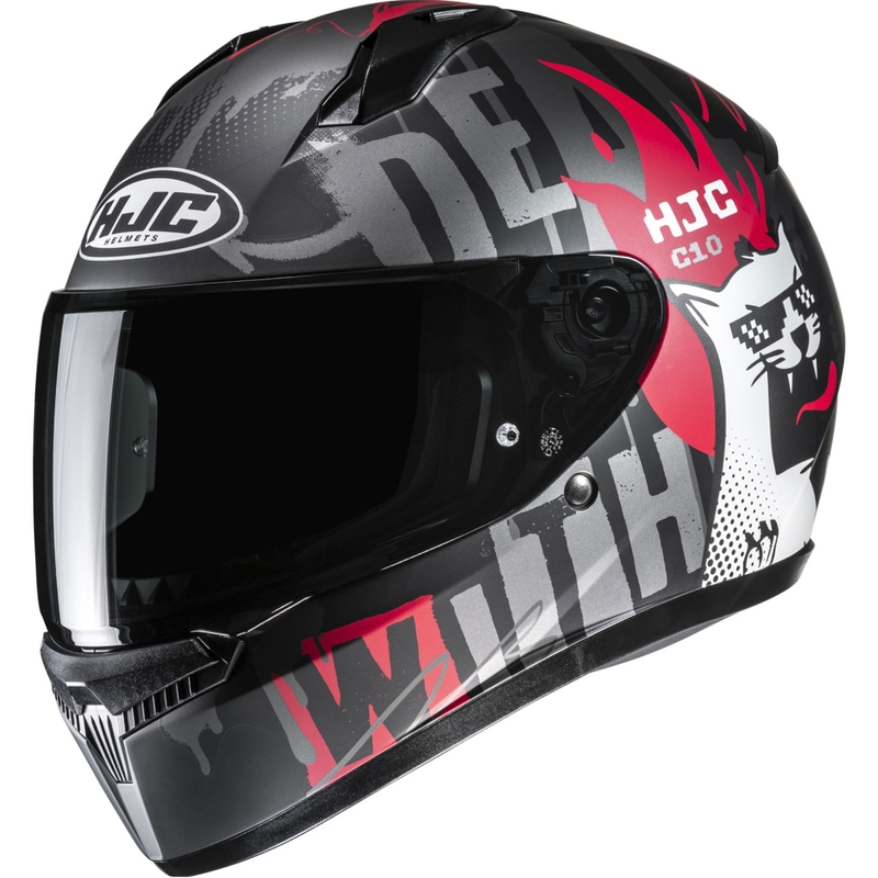Kinder integraal motorhelm HJC C10 Fop MC1SF zwart-grijs-rood