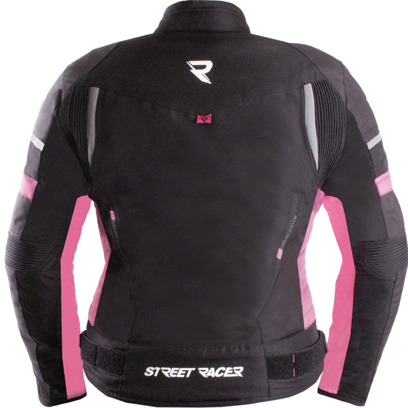 Dames motorjack Street Racer Betty II zwart-roze
