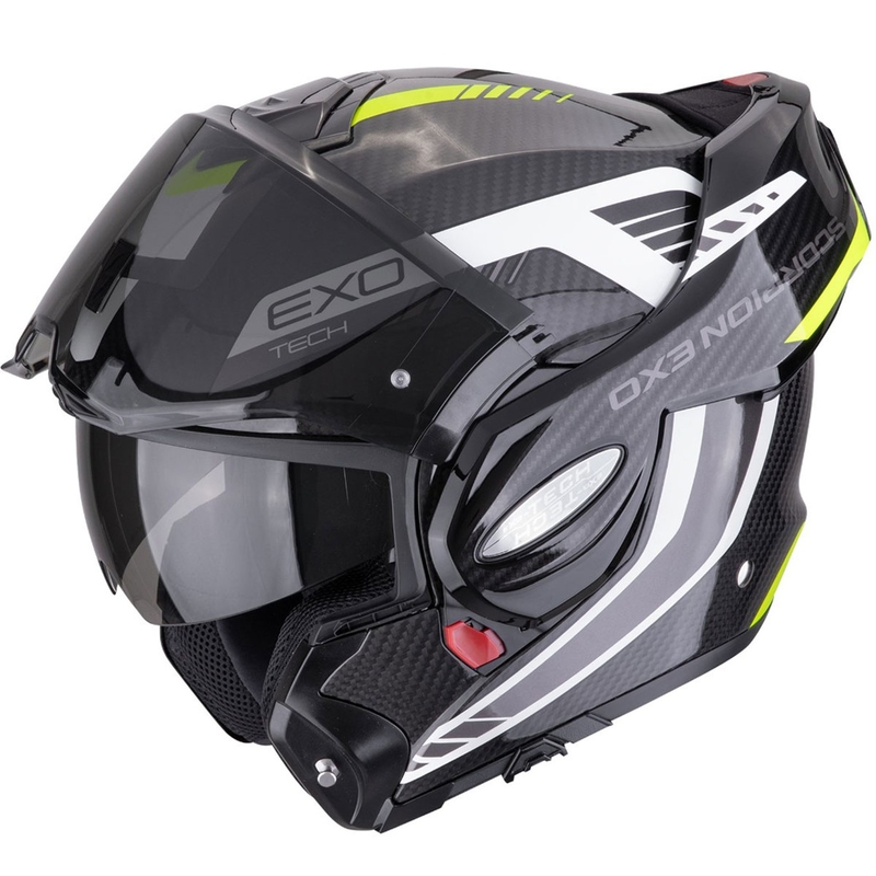 Scorpion EXO-TECH EVO CARBON COSY flip-up motorhelm zwart-fluor geel