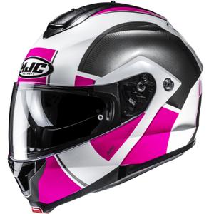 Opklapbare motorhelm HJC C91N Jyn MC8 zwart-wit-roze