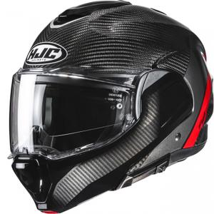 HJC F100 Carbon Stan MC1 klapmotorhelm zwart-rood