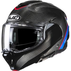 Opklapbare motorhelm HJC F100 Carbon Stan MC21 zwart-blauw-rood