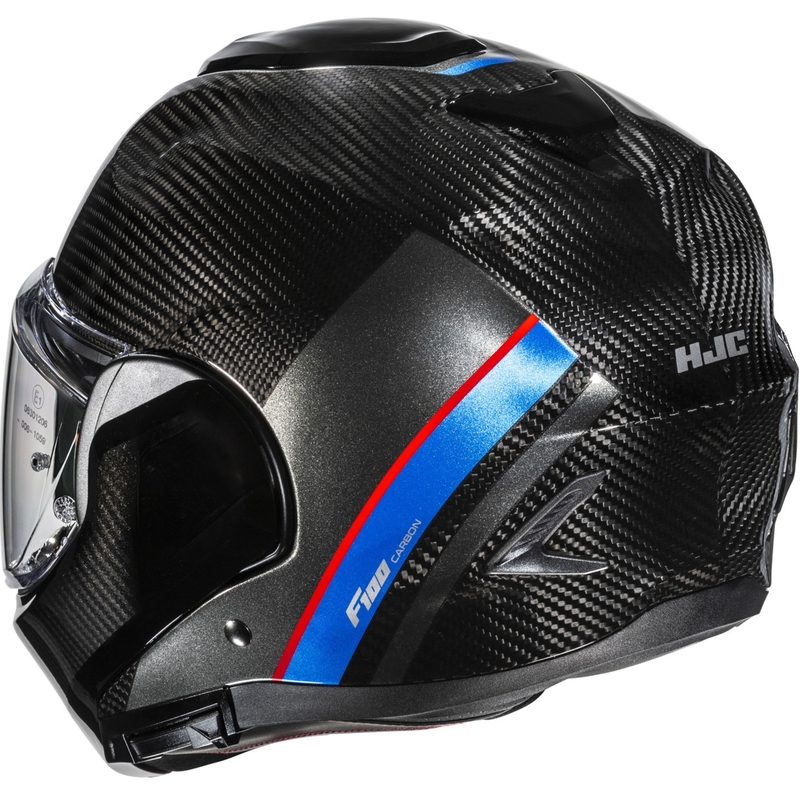 Opklapbare motorhelm HJC F100 Carbon Stan MC21 zwart-blauw-rood