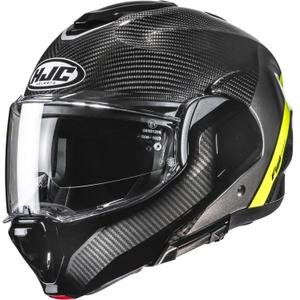 Opklapbare motorhelm HJC F100 Carbon Stan MC3H zwart-fluo geel