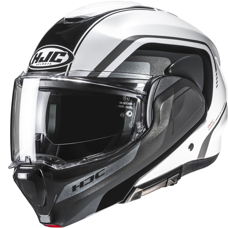 HJC F100 Reff MC1 opklapbare motorhelm zwart-wit
