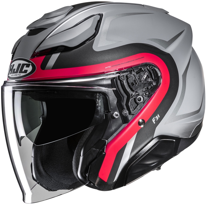 Open motorhelm HJC F31 Bask MC1SF grijs-rood-zwart