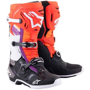 Alpinestars Tech 10 oranje-geel-paars-wit-zwarte motorlaarzen