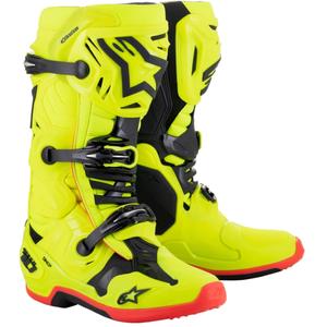 Alpinestars Tech 10 motorlaarzen geel fluo-zwart-rood fluo