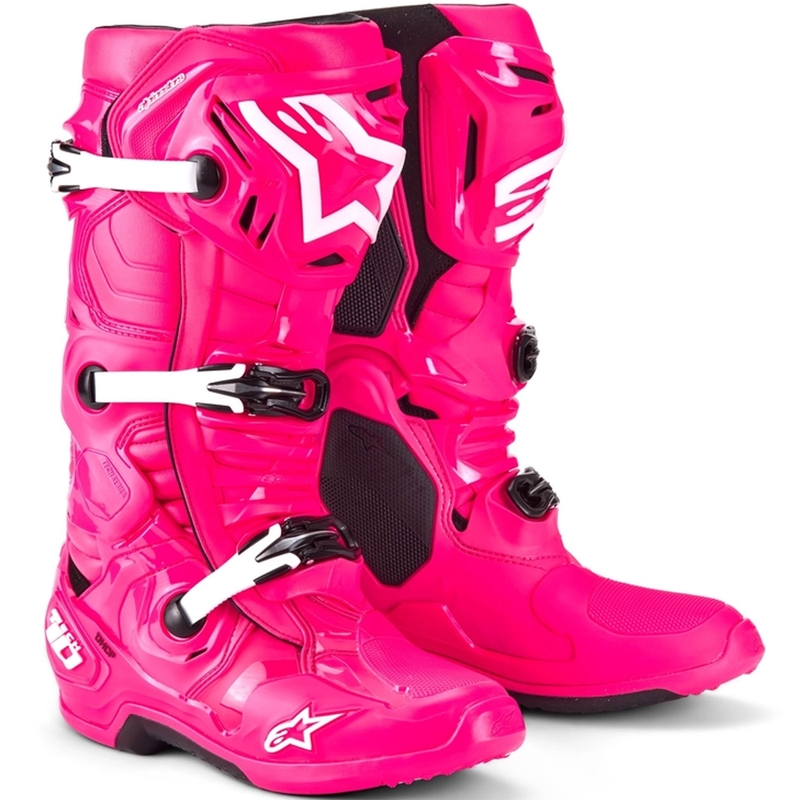 Alpinestars Tech 10 motorlaarzen roze-zwart-wit