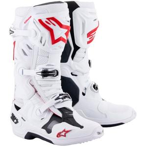 Alpinestars Tech 10 Supervented Motorfietslaarzen Geperforeerd Wit, Rood en Zwart