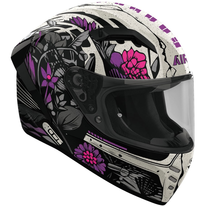 Airoh CONNOR Bloom integraal motorhelm glanzend zwart-grijs-paars