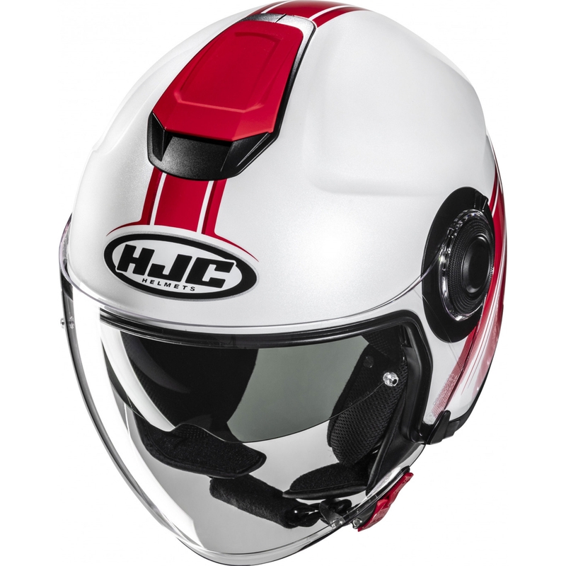 Open motorhelm HJC i40N Vision MC1 wit-rood