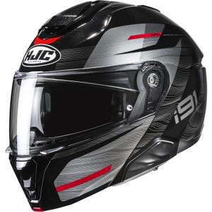 Opklapbare motorhelm HJC i91 Dusk MC1 zwart-grijs-rood