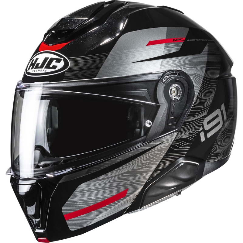 Opklapbare motorhelm HJC i91 Dusk MC1 zwart-grijs-rood