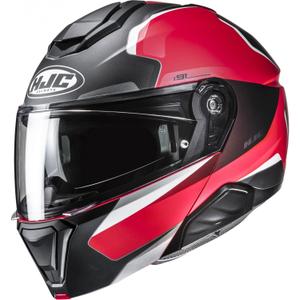 Opklapbare motorhelm HJC i91 Felio MC1SF zwart-rood-wit