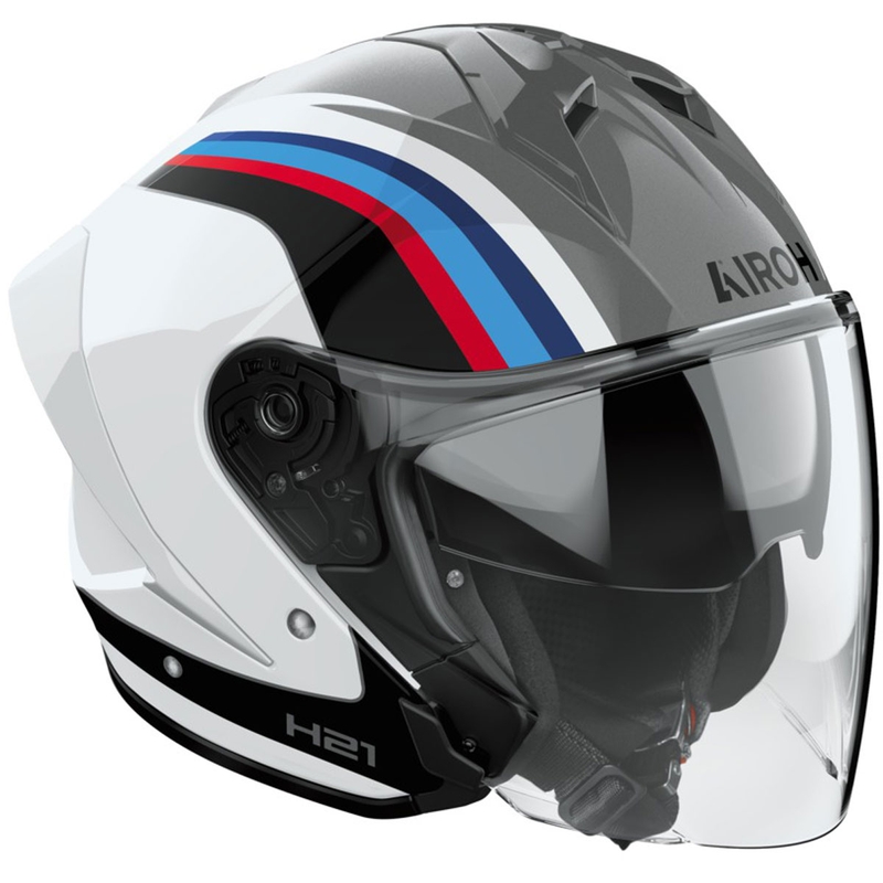 Open motorhelm Airoh H21 Arrow glanzend grijs-wit