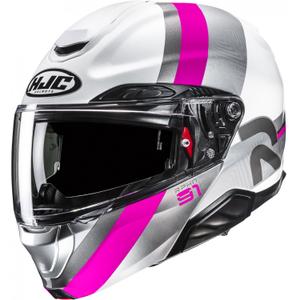 Opklapbare motorhelm HJC RPHA 91 Fensh MC8 wit-zilver-roze