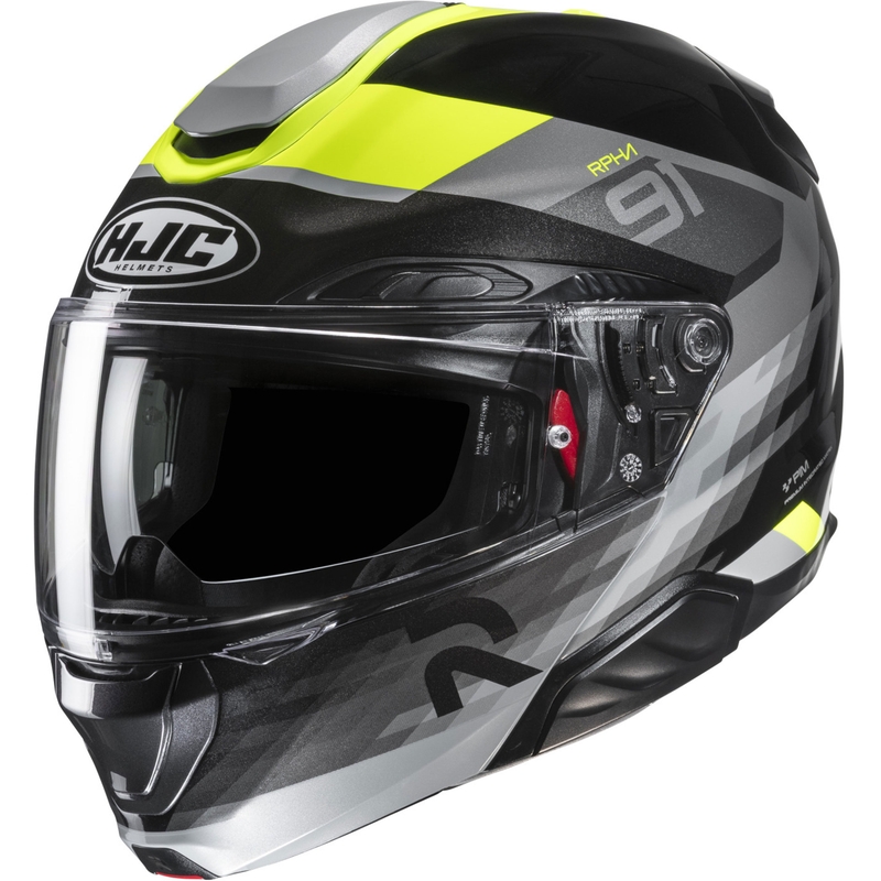 Opklapbare motorhelm HJC RPHA 91 Madal MC3H zwart-grijs-fluogeel