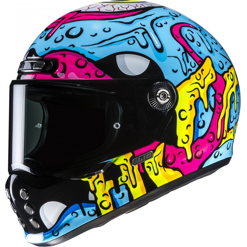 Integraal motorhelm HJC V10 Squeeze MC28 blauw-geel-roze