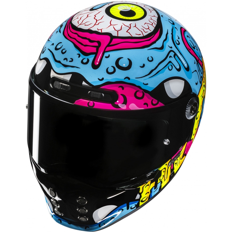 Integraal motorhelm HJC V10 Squeeze MC28 blauw-geel-roze