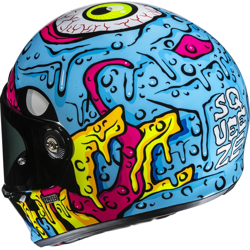 Integraal motorhelm HJC V10 Squeeze MC28 blauw-geel-roze