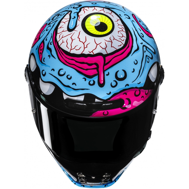 Integraal motorhelm HJC V10 Squeeze MC28 blauw-geel-roze
