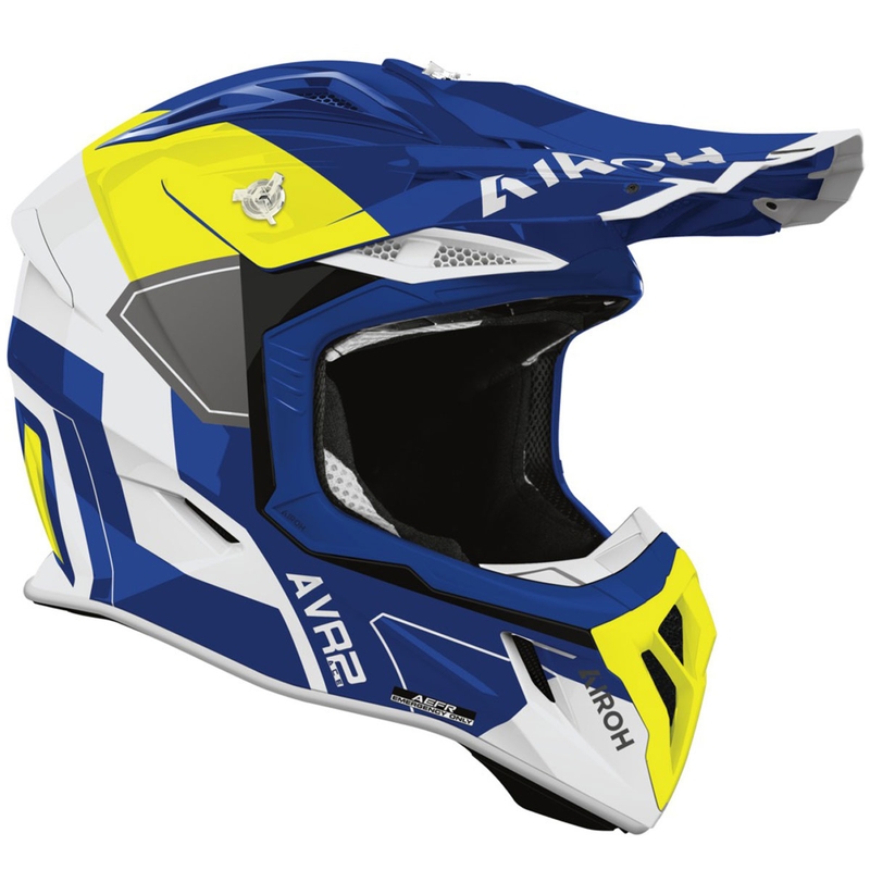 Airoh Aviator ACE 2 Shield crosshelm glanzend blauw-geel