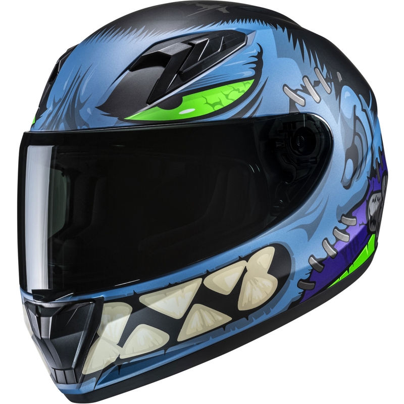 Kinder integraalhelm voor motorrijden HJC Y10 Frank MC2SF blauw-zwart