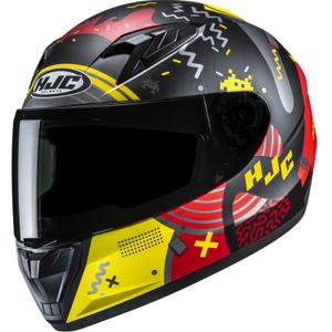 Kinder integraal motorhelm HJC Y10 Mika MC1SF zwart-rood-geel