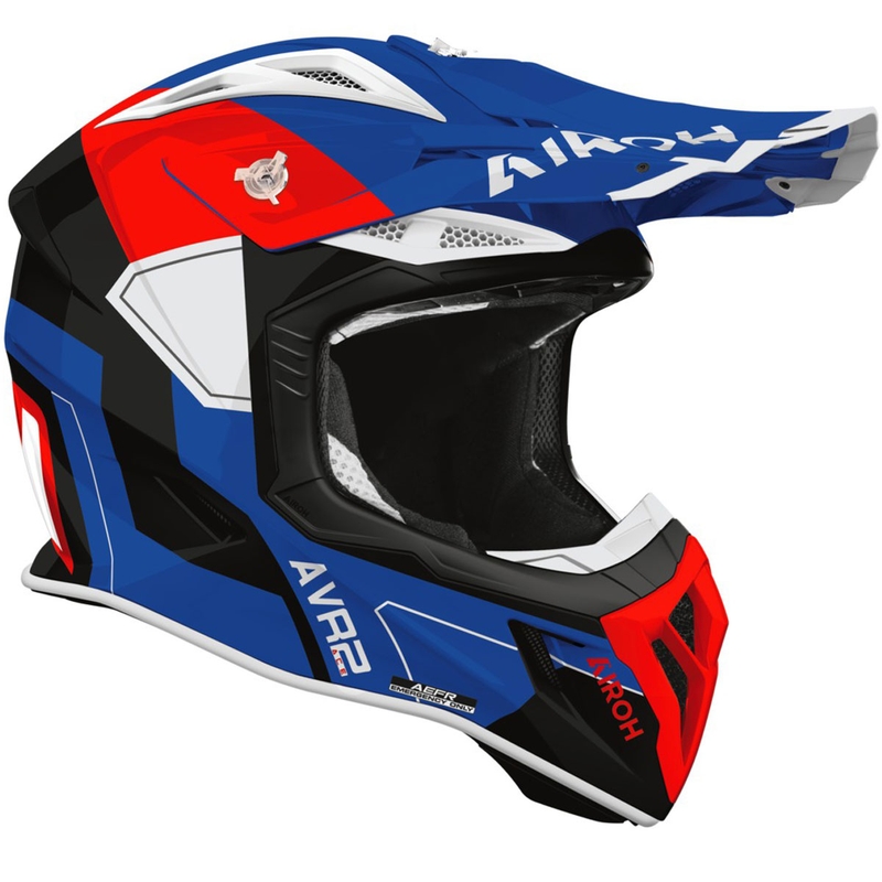 Crosshelm Airoh Aviator ACE 2 Shield glanzend blauw-rood
